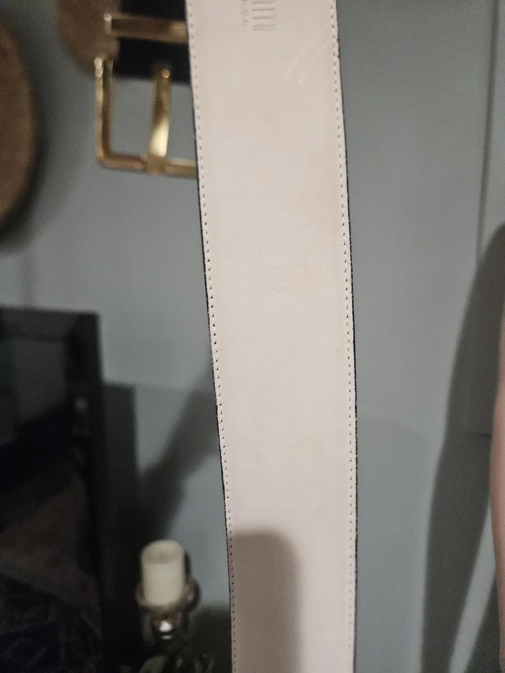 Vintage Amanda Smith Navy Genuine Leather Gold Buckle Waist Belt XL 80s 90s